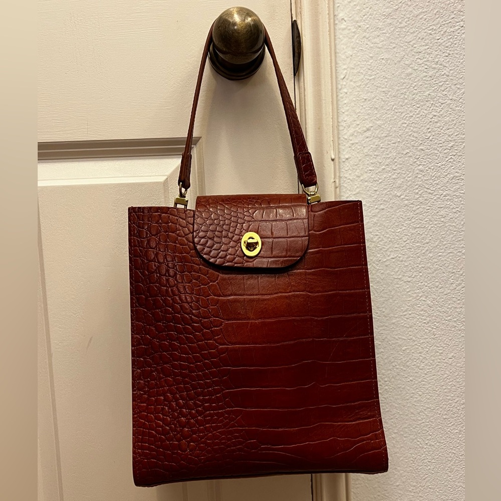 Teddi Joelle croc embossed leather Audrey handbag